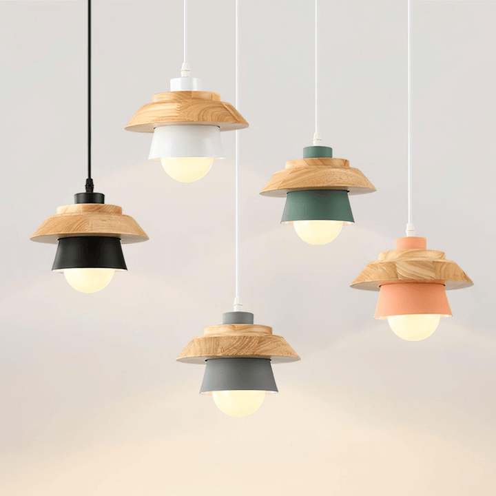 Træ og Sten Pendel Designer Lampe