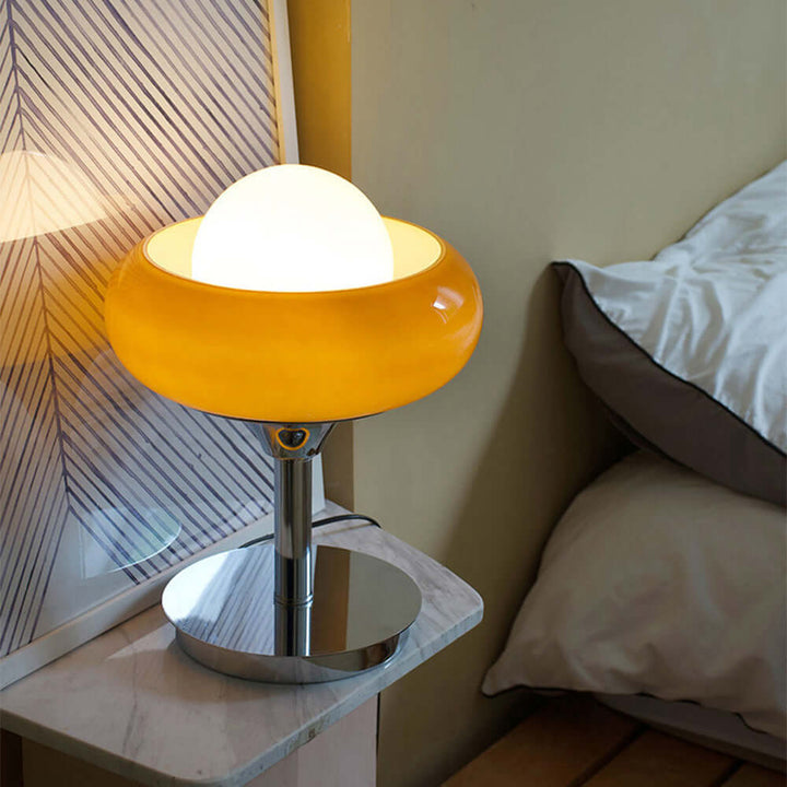 Gul Vintage Bauhaus Glas Bordlampe
