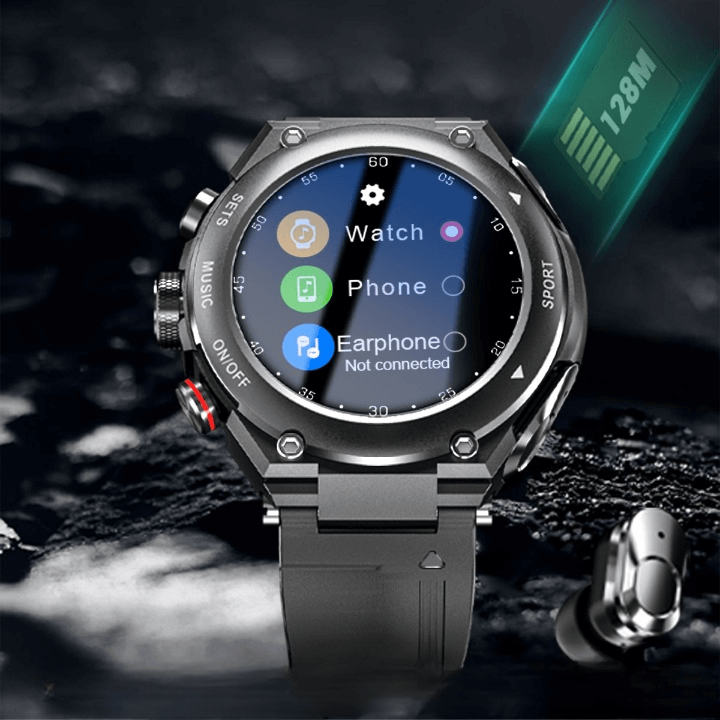 Smartwatch med Øretelefoner - Fitness Tracker & Helsemonitor