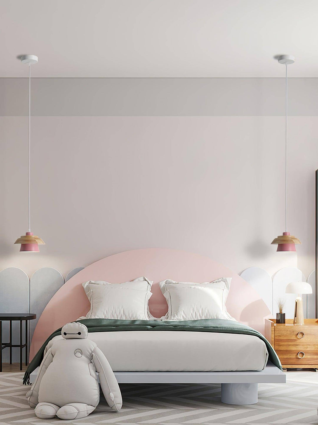 Træ og Sten Pendel Designer Lampe