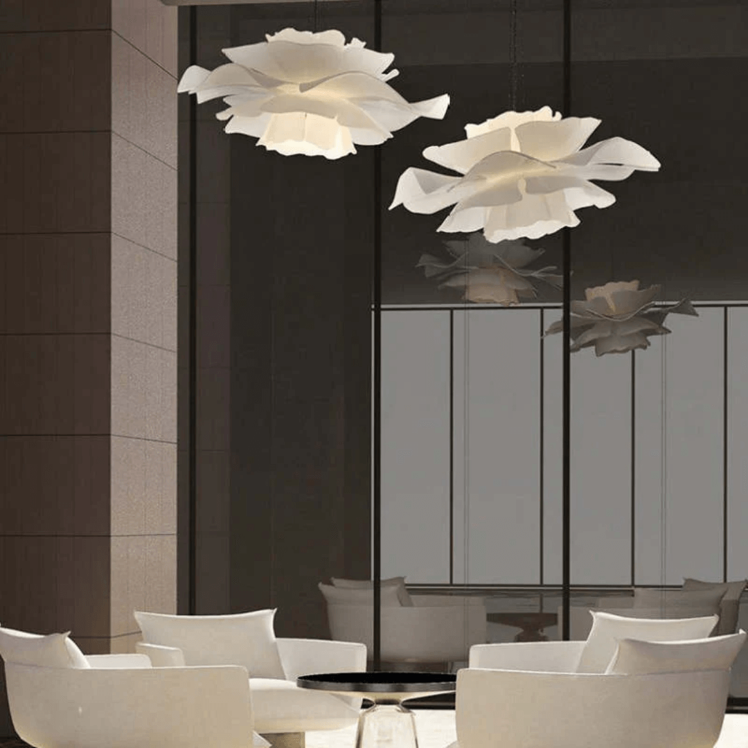 Moderne hvid blomster pendel i metal