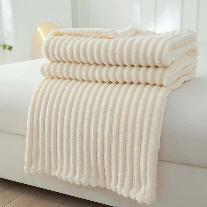 Stribet Flanell Fleece Tæppe