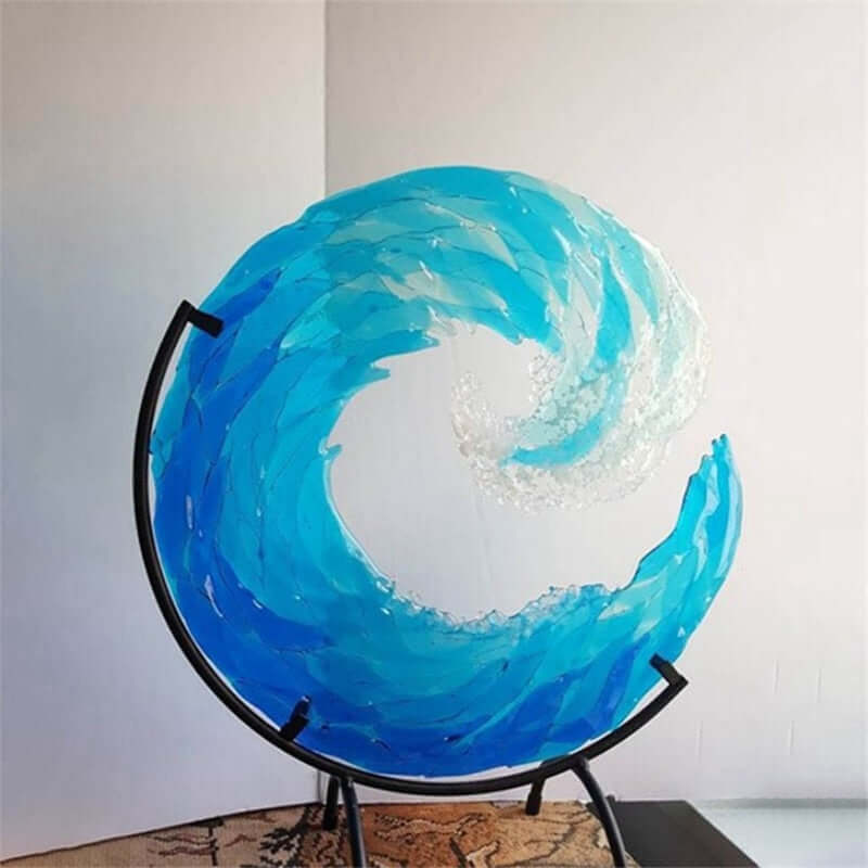 Unisex Glas Skulptur Oceanbølge Dekofigur