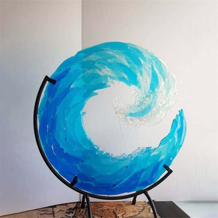 Unisex Glas Skulptur Oceanbølge Dekofigur