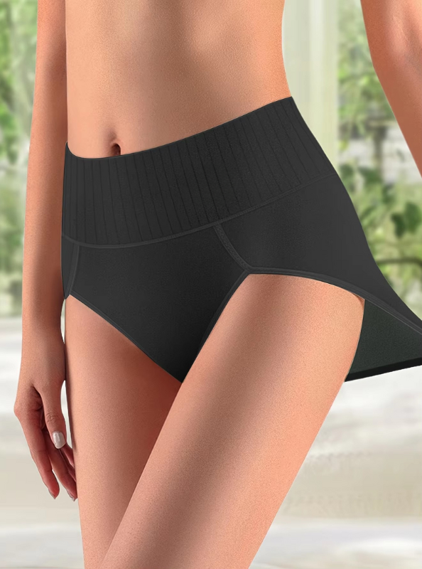 Komfortable højtaljede bomuldstrusser (6-pak) med mavestøtte, perfekt til daglig brug. Blødt og åndbart.