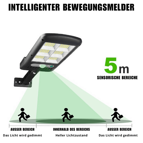 LED Solar Gadelygte med Bevægelsessensor