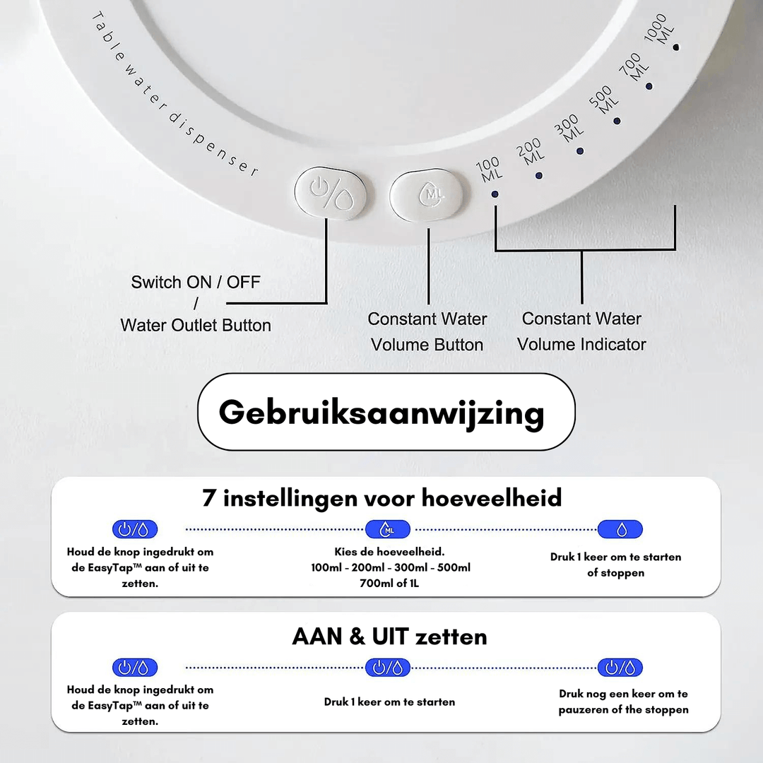 Bærbar vanddispenser til seng og skrivebord
