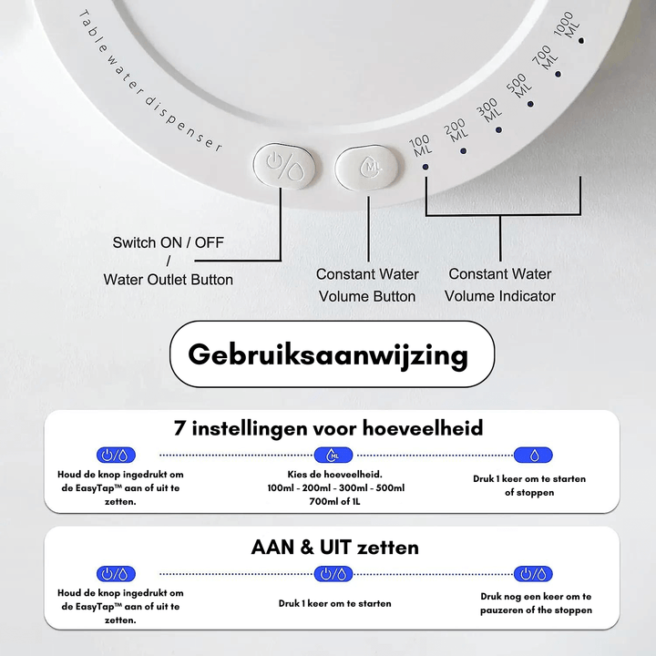 Bærbar vanddispenser til seng og skrivebord