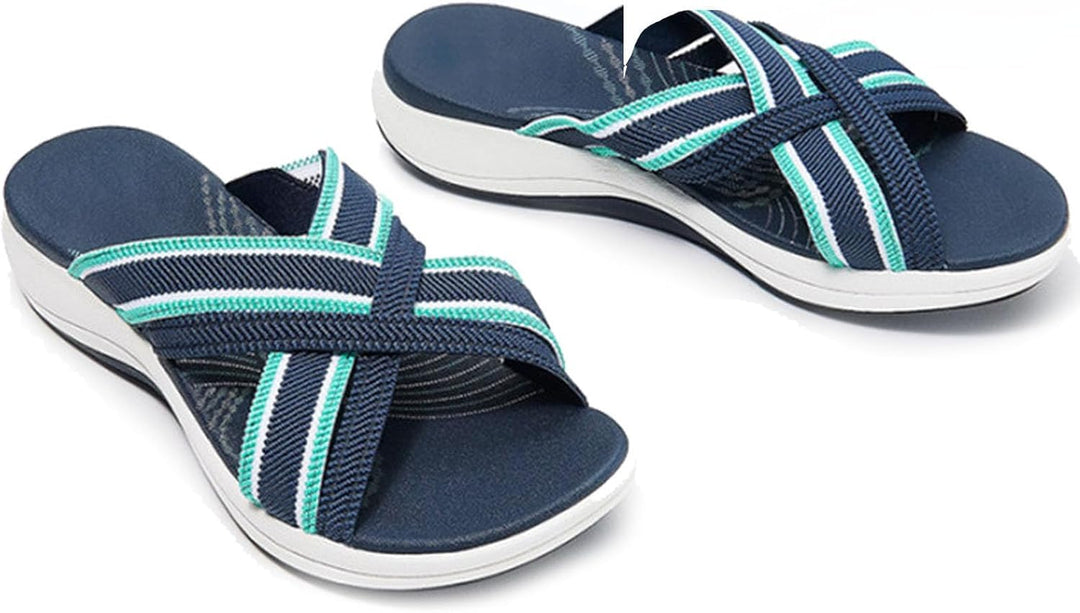 Stilfulde dame sandaler med krydsede stropper og komfortabel pasform. Mode sandaler til sommerbrug.