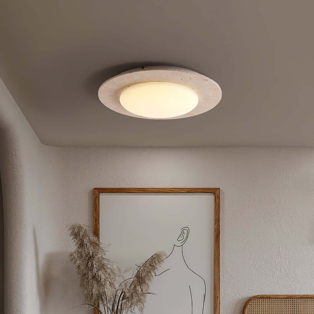 Kuppelformet Travertin Træ Loftslampe