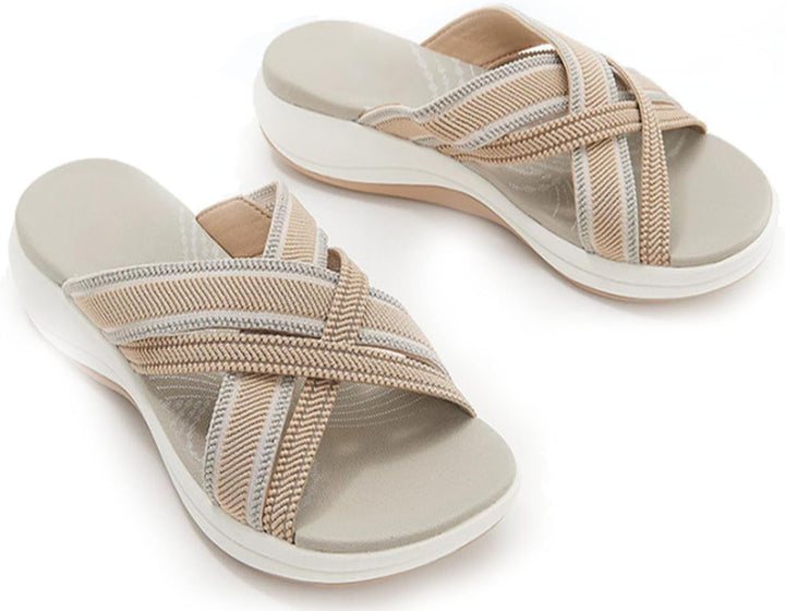 Dame sandaler med krydsede stropper i moderne design til kvinder. Perfekt til casual sommerdage.