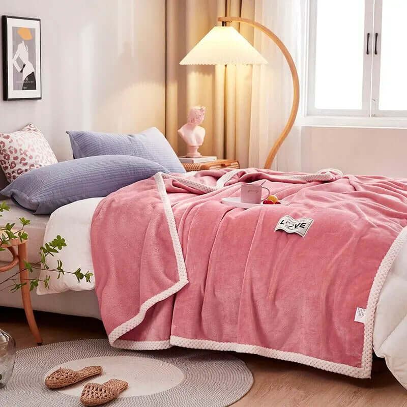 Hyggelig Rosa Flanell Fleece Tæppe
