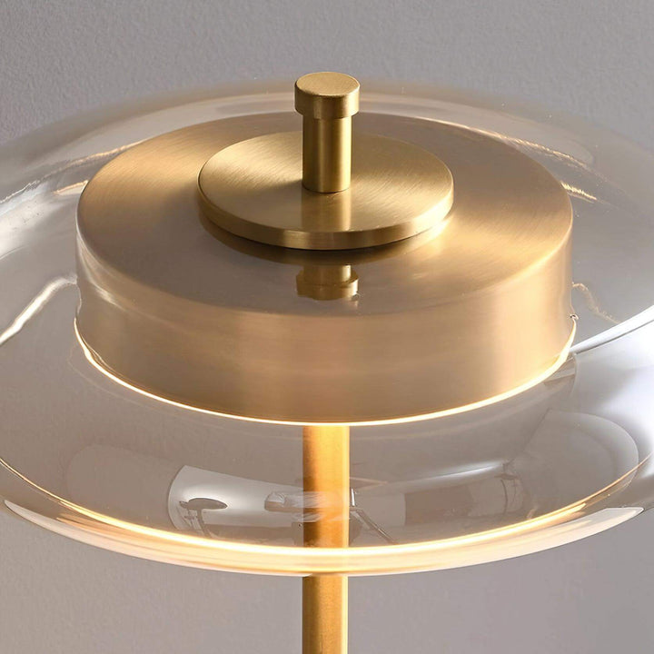 Moderne Designer Bordlampe i Glas, Træ og Metal