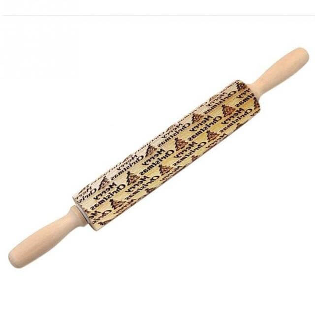 Præget Kagerulle af Træ - 43 cm