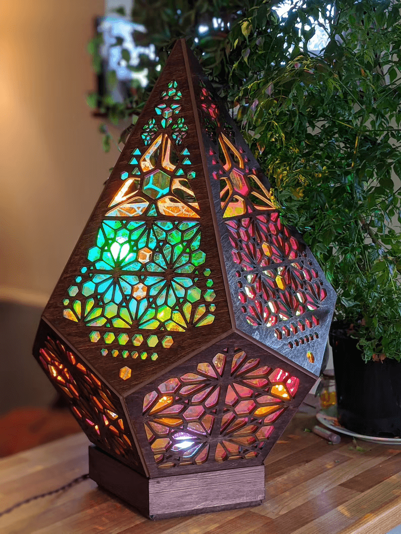 LED Bordlys Glas-i-Blok Stjernehimmeldesign