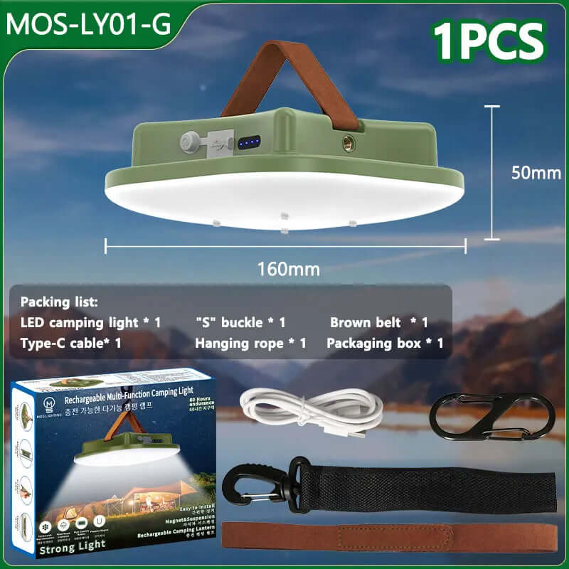 80W LED Solar Campinglampe med Magnet & Zoom