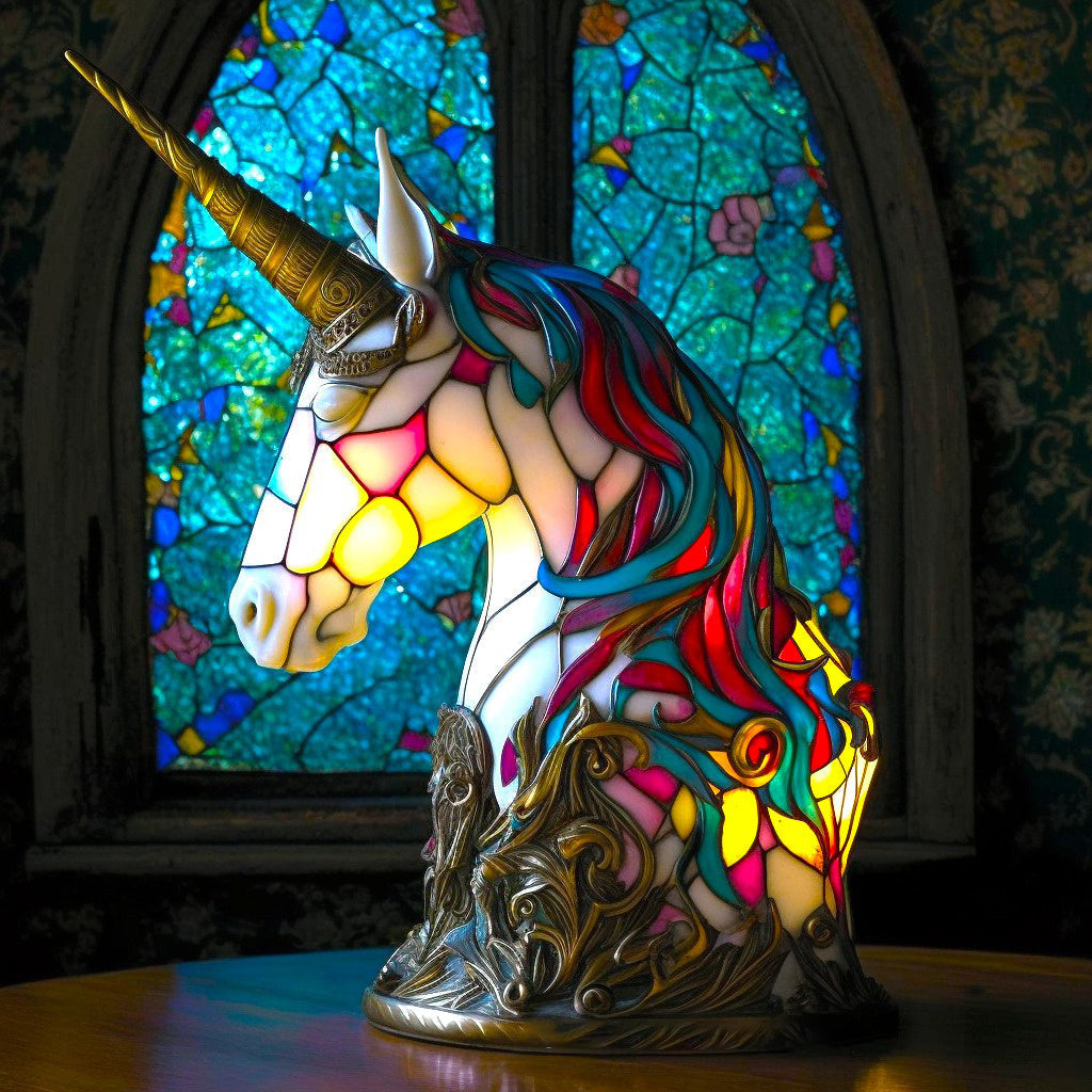 Bordlampe designet som et farverigt glasdyr. En samtalestarter og unikt element i ethvert rum.