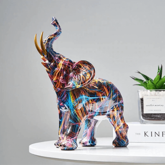 Farverig Elefant Dekorationsfigur - Lykke & Visdom