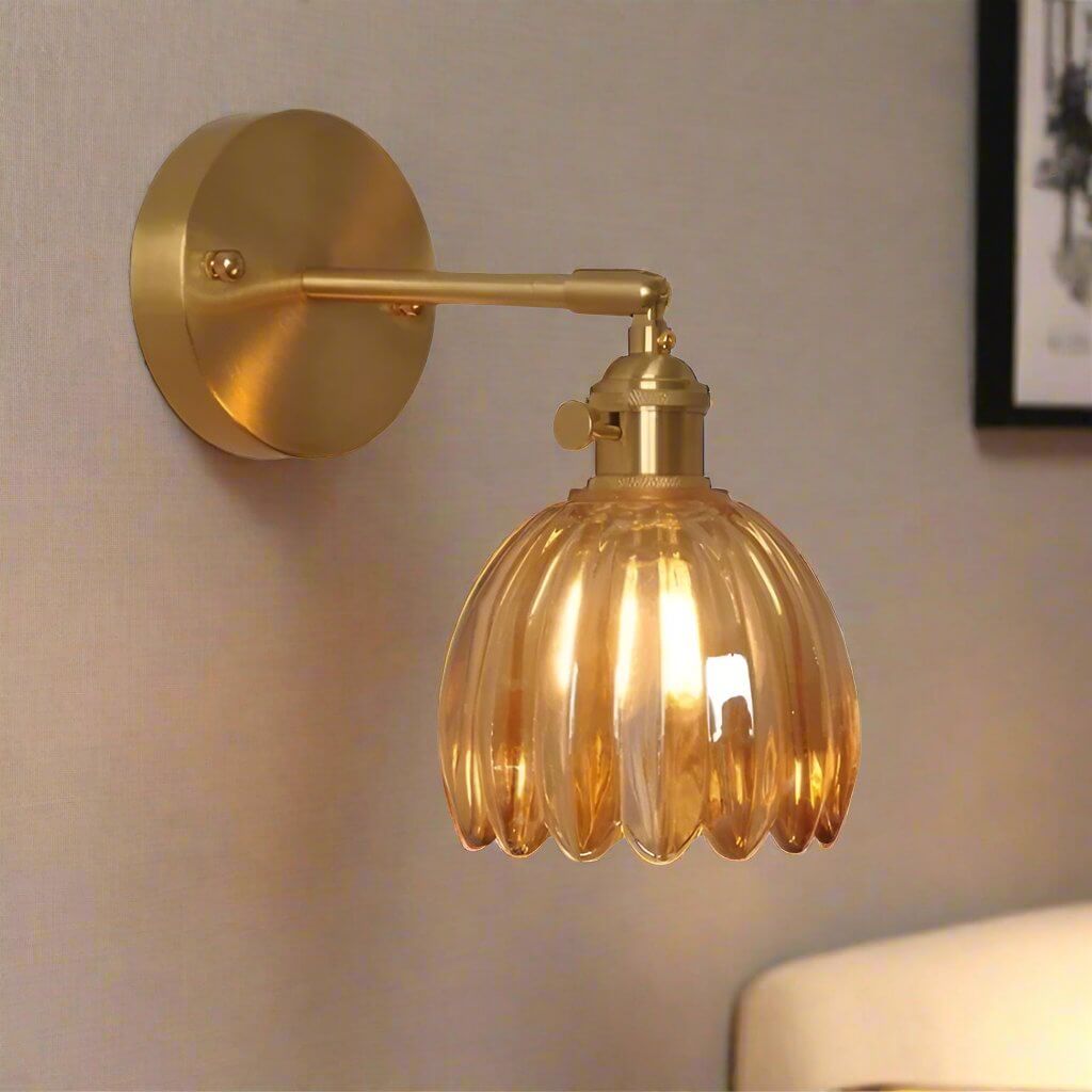 Retro tulipan væglampe i glas