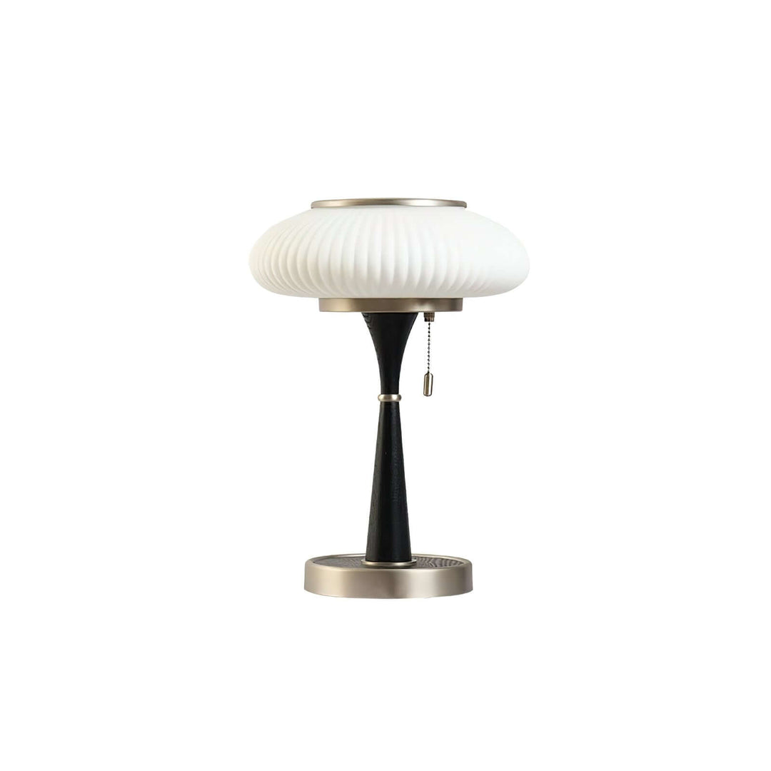 Moderne designer bordlampe i træ og metal, 36 cm