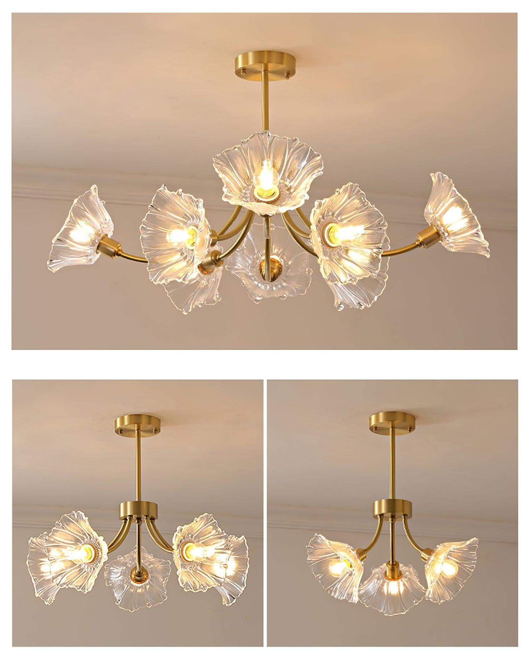 Elegant og Moderne Blomsterglas Lysekrone