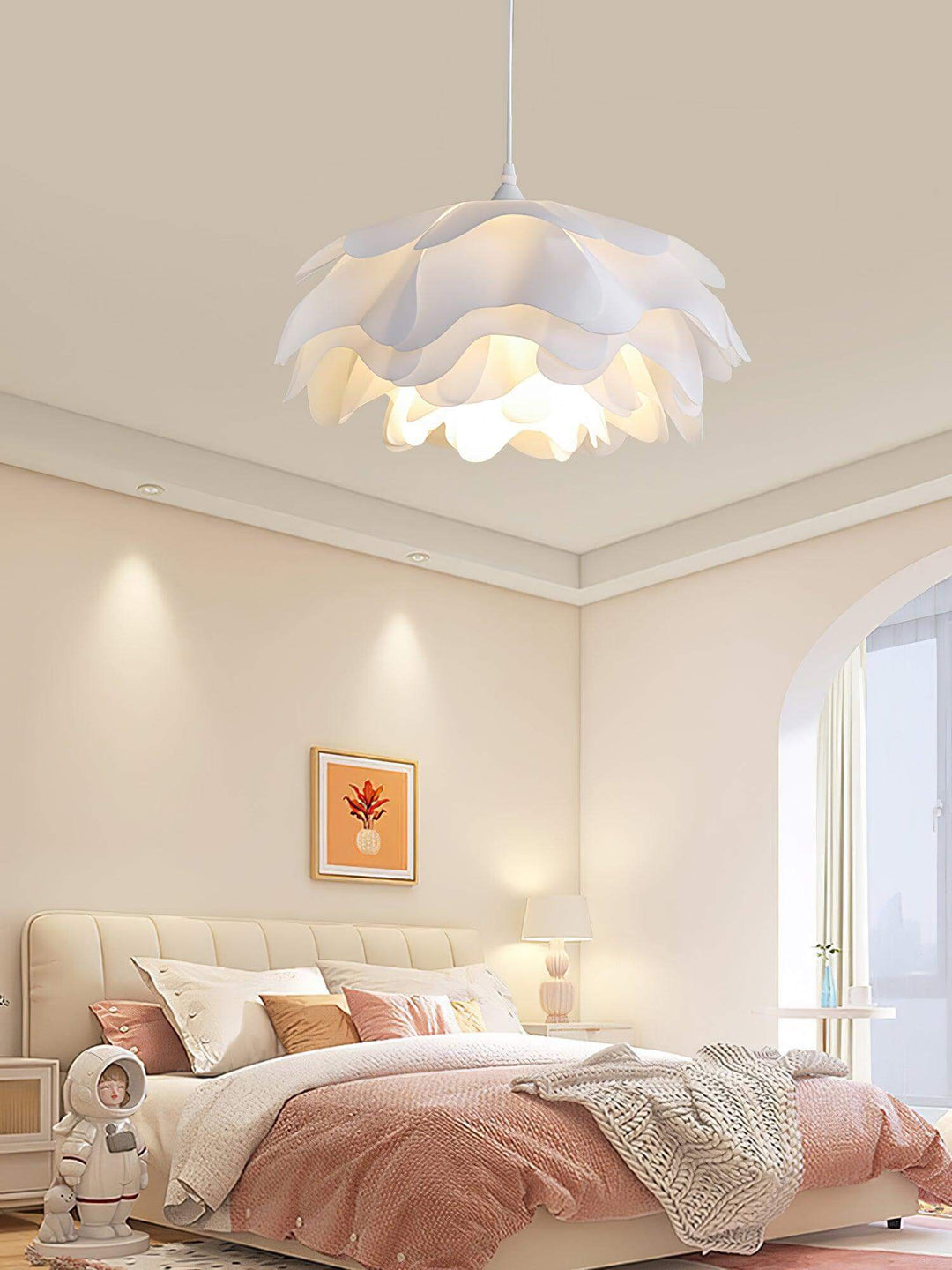 Hvid blomster LED pendellampe