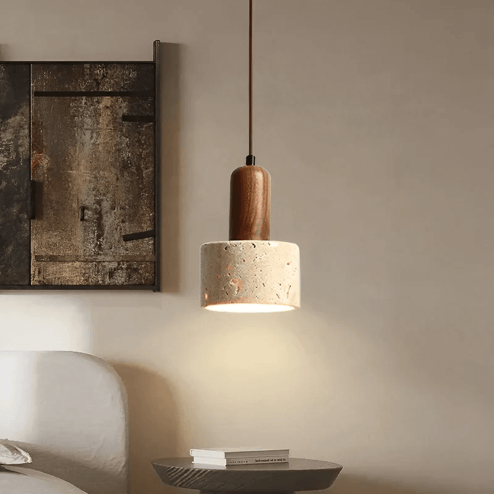 Wabi-Sabi Loftlampe Travertin & Træ