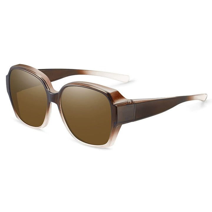 Trendy oversized solbriller til damer, med farvede gradient linser og UV400 beskyttelse.