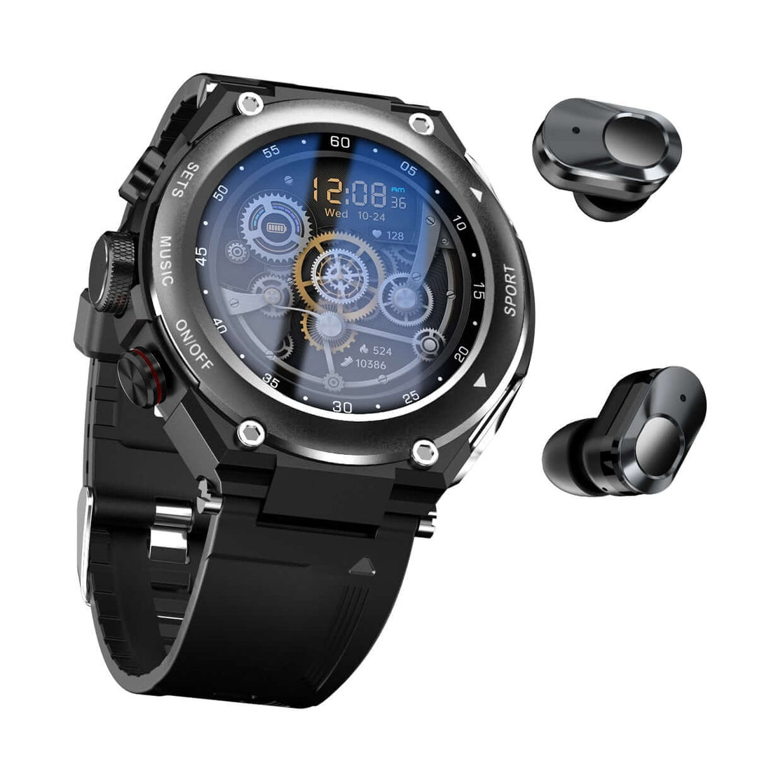 Smartwatch med Øretelefoner - Fitness Tracker & Helsemonitor