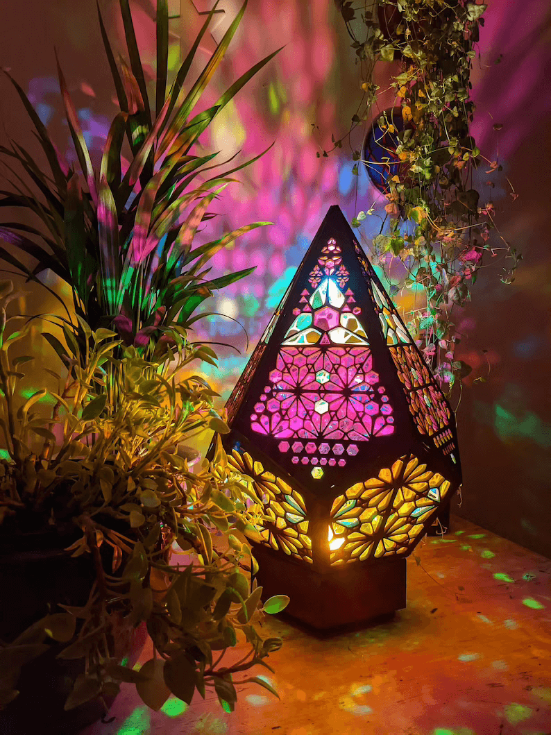 LED Bordlys Glas-i-Blok Stjernehimmeldesign