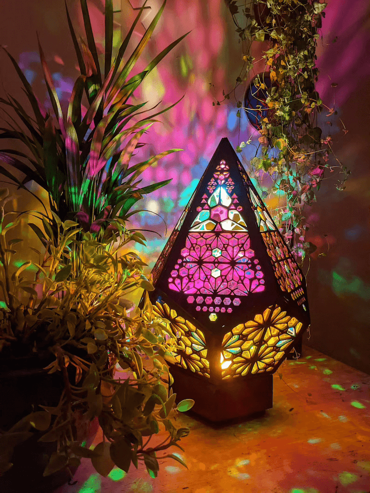 LED Bordlys Glas-i-Blok Stjernehimmeldesign