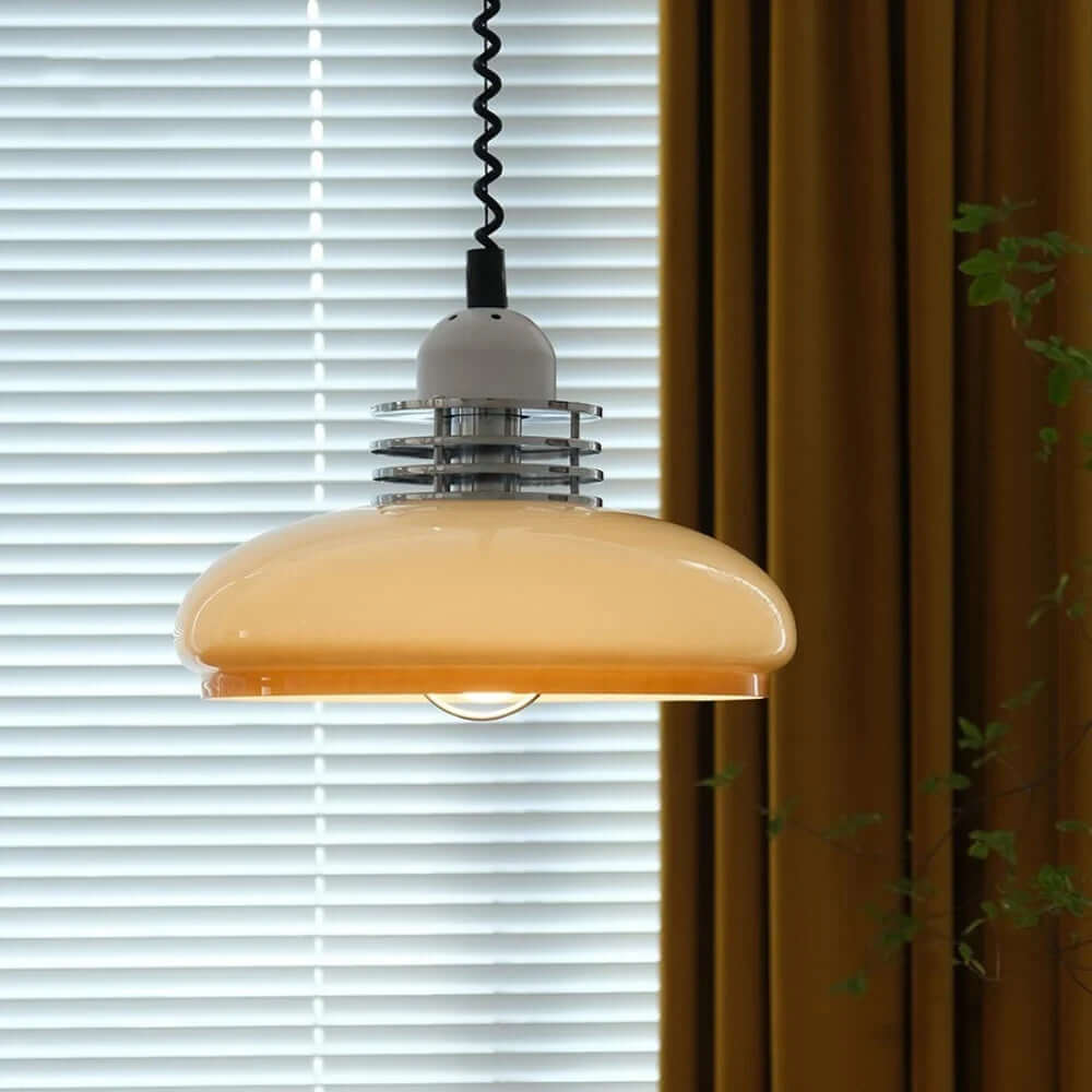 Orange Bauhaus Design Glas Pendel Lampe