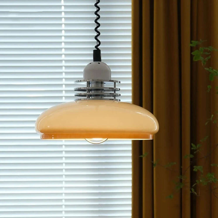 Orange Bauhaus Design Glas Pendel Lampe
