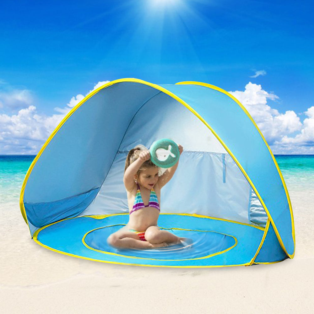 Baby UV-beskyttelses strandtelt med pool
