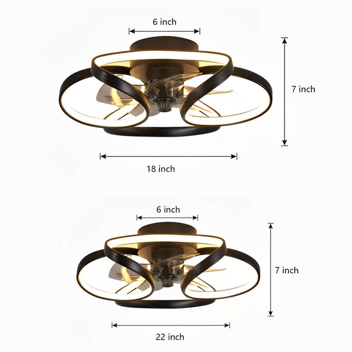 Moderne LED Loftsventilator med Blomsterdesign