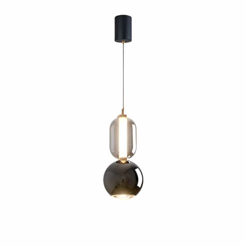 Minimalistisk skandinavisk pendellampe i glas og jern