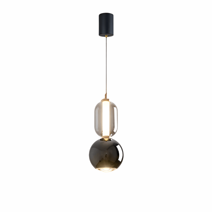 Minimalistisk skandinavisk pendellampe i glas og jern