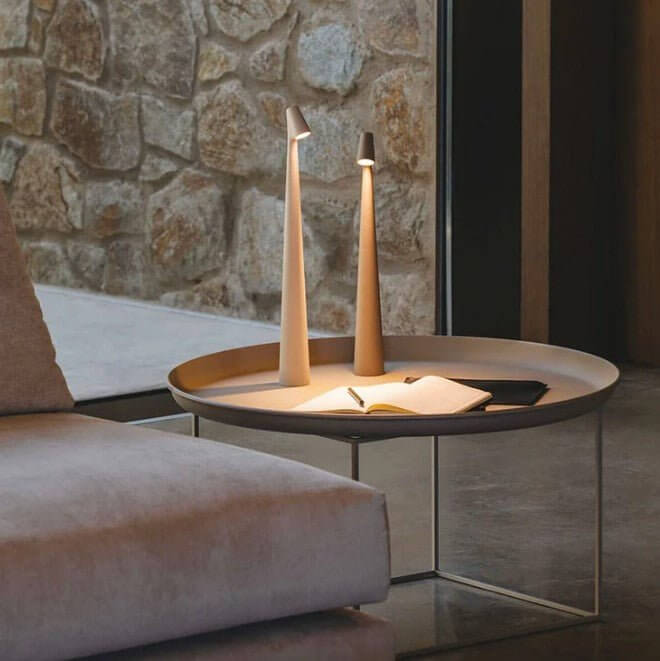 Bærbar LED-bordlampe, dæmpbar, i aluminium