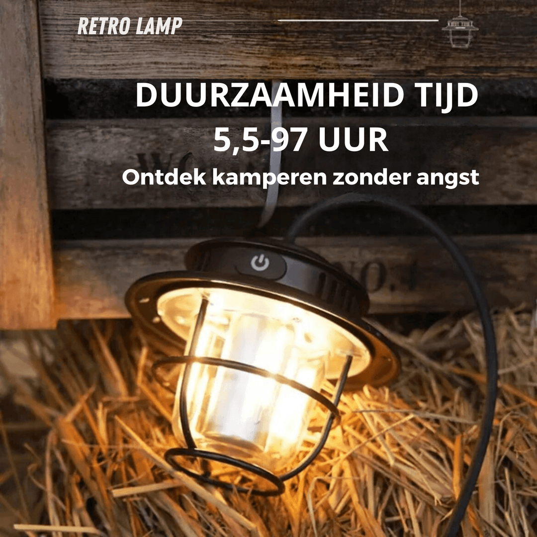 Bærbar LED-campinglampe i retrostil