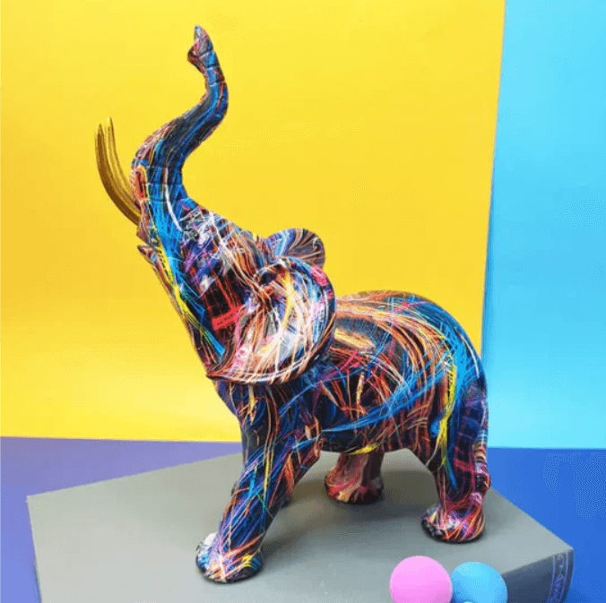 Farverig Elefant Dekorationsfigur - Lykke & Visdom