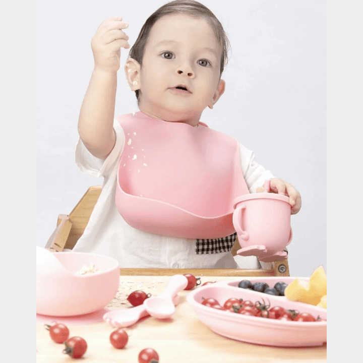 Baby silikone spisesæt - ske, tallerken, sikkert & nemt