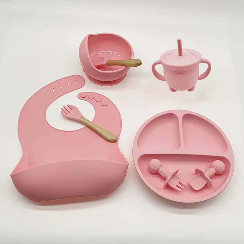 Baby silikone spisesæt - ske, tallerken, sikkert & nemt