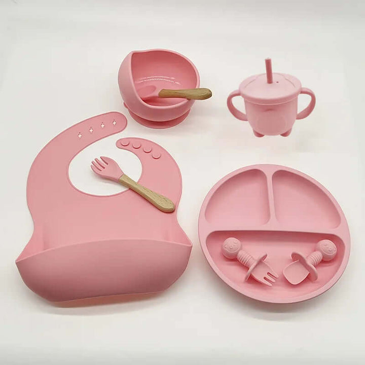 Baby silikone spisesæt - ske, tallerken, sikkert & nemt