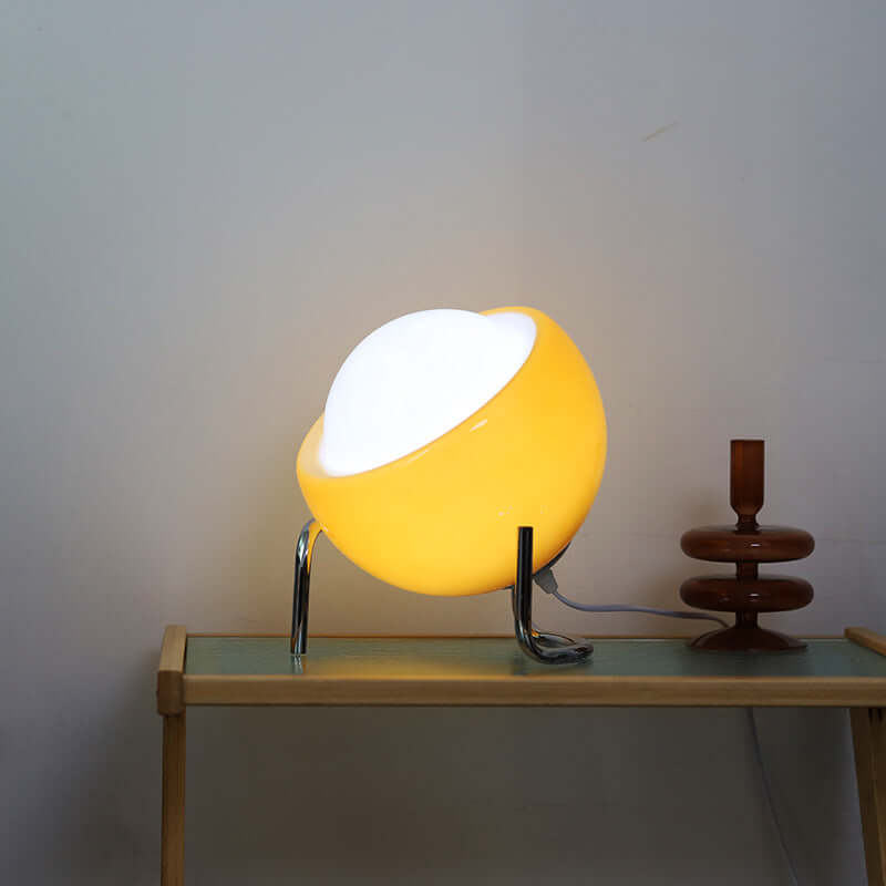 Retro Bauhaus bordlampe i glas-sten LED