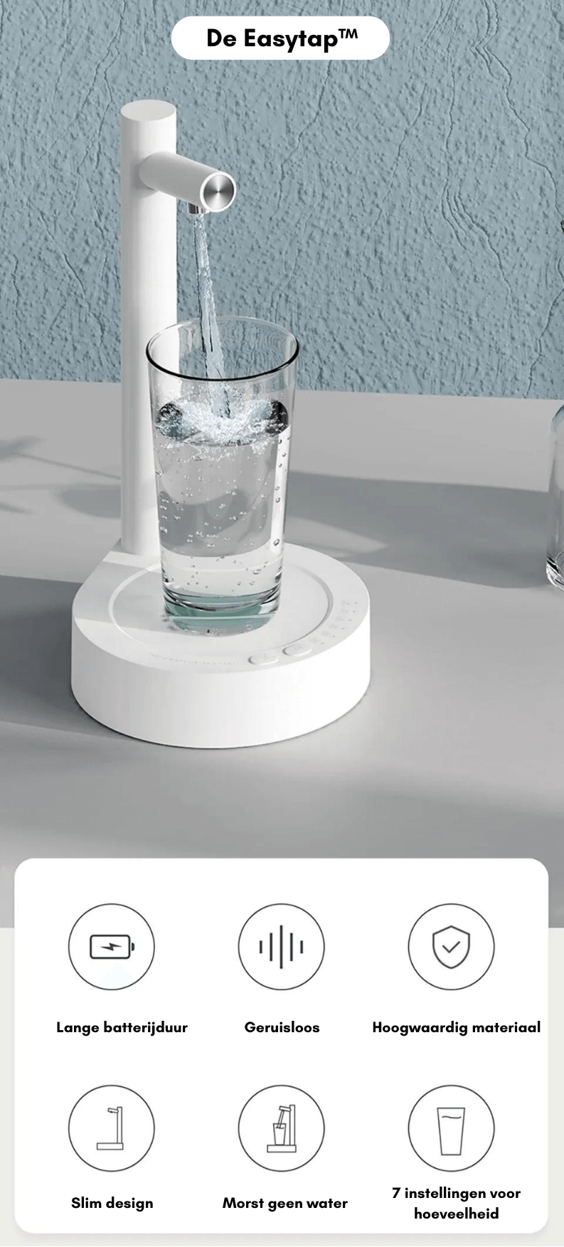 Bærbar vanddispenser til seng og skrivebord
