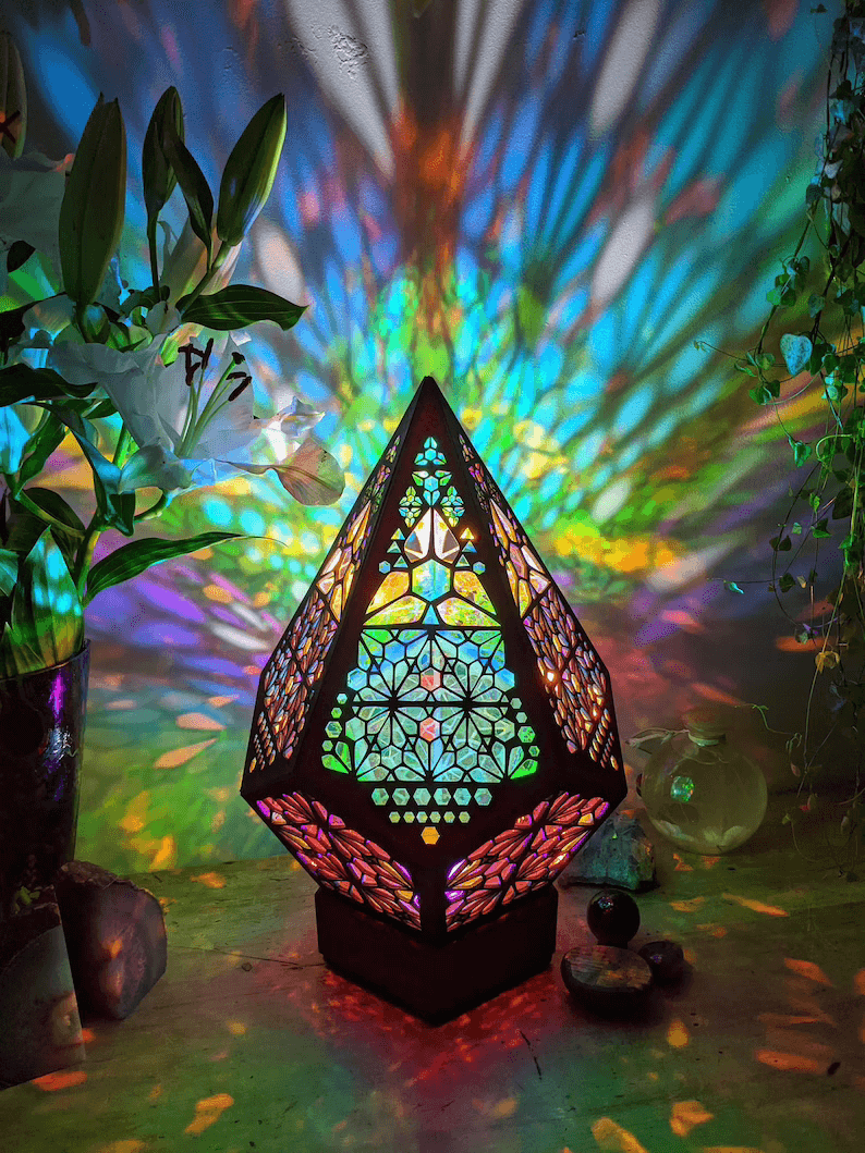 LED Bordlys Glas-i-Blok Stjernehimmeldesign