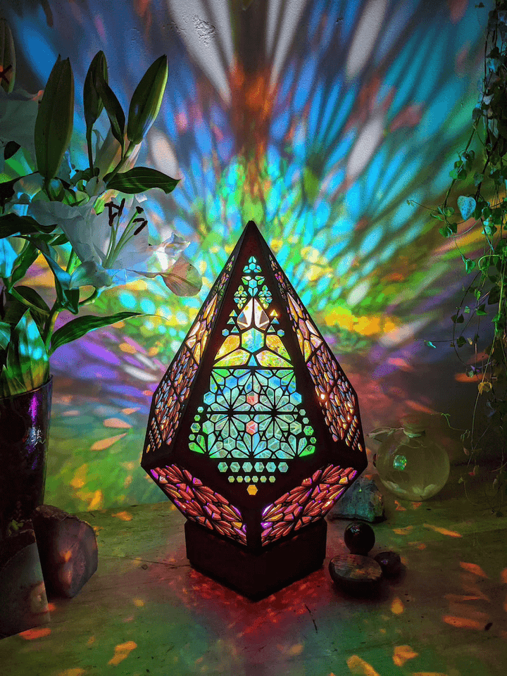 LED Bordlys Glas-i-Blok Stjernehimmeldesign