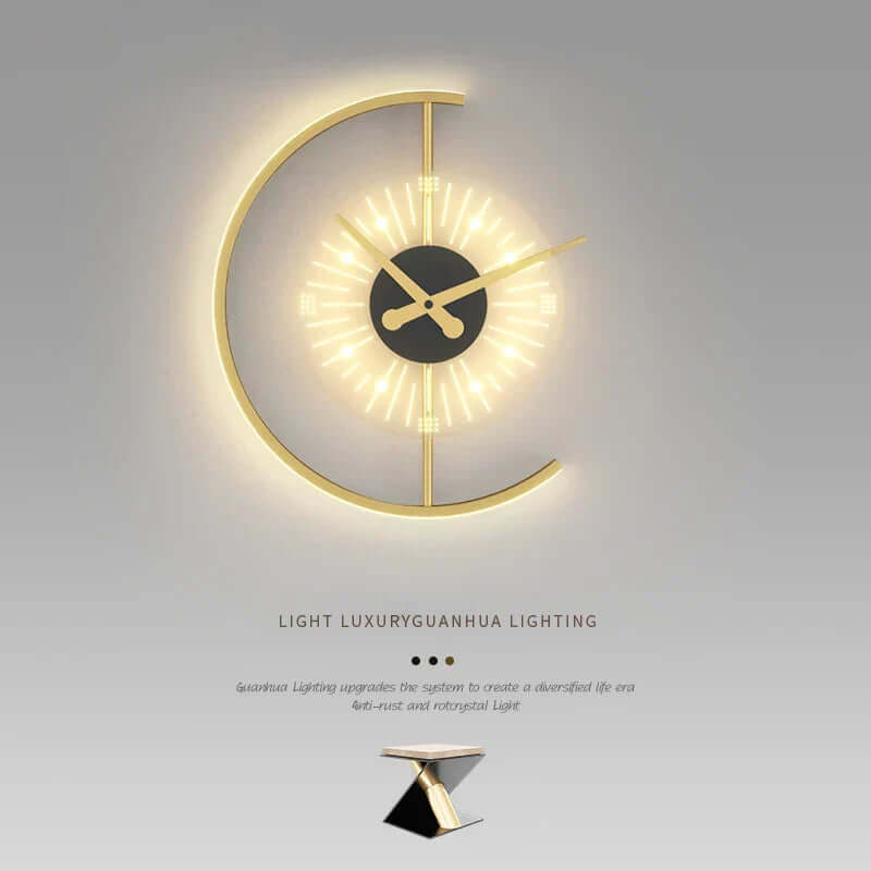 Minimalistisk LED Vægur i Guld til Hjemmet