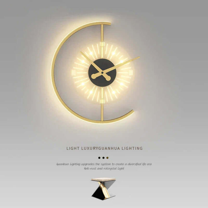 Minimalistisk LED Vægur i Guld til Hjemmet