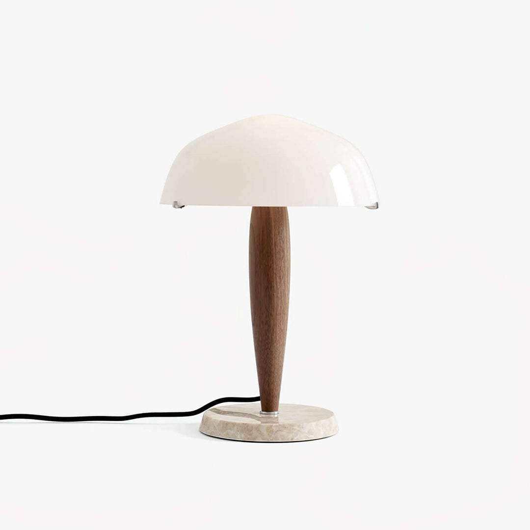 Designer bordlampe med valnødfod